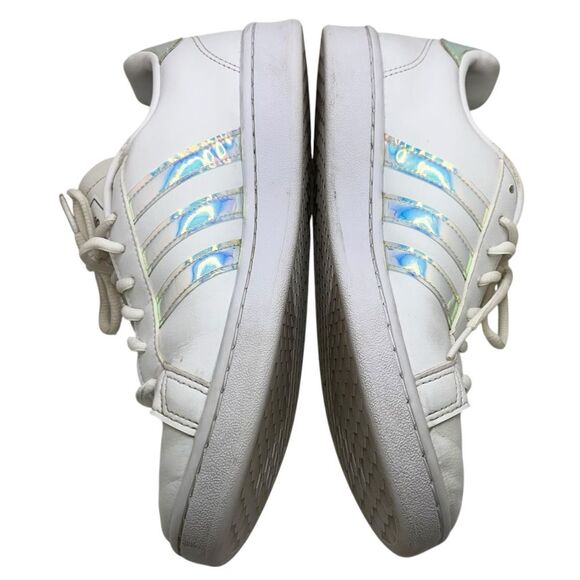 adidas White Athletic Shoes with Multicolor Stripes - Picture 3 of 13